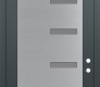 Modern Steel Front Door Diamond C8 36" x 96" anthracite/anthracite frosted Glass Panel stainless steel LHI with Transom clear Glass
