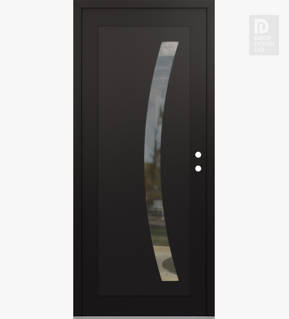 Modern Steel Front Door Diamond C4 36" x 80" black/black clear Glass Panel black LHI