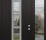 DIAMOND A10 48" X 96" BLACK/BLACK CLEAR GLASS PANEL STAINLESS STEEL RHI WITH SIDELITE AND TRANSOM CLEAR GLASS