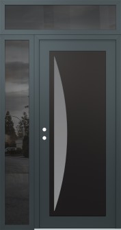 Diamond C13 50" x 96" anthracite/anthracite frosted Glass Panel black RHI with Sidelite and Transom mirrored Glass