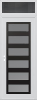 Diamond C9 36" x 96" white/white frosted Glass Panel black RHI with Transom mirrored Glass
