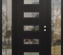 Modern Steel Front Door Diamond D1 64" x 80" black/black clear Glass Panel black LHI with 2 Sidelites clear Glass