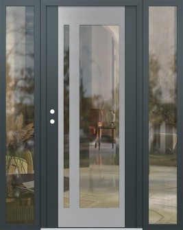 Diamond C15 64" x 80" anthracite/anthracite clear Glass Panel stainless steel RHI with 2 Sidelites clear Glass