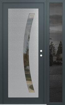 Diamond C4 52" x 80" anthracite/anthracite clear Glass Panel stainless steel LHI with Sidelite mirrored Glass