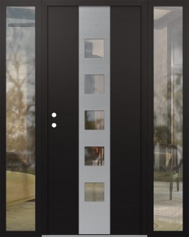 DIAMOND A13 68" X 80" BLACK/BLACK CLEAR GLASS PANEL STAINLESS STEEL RHI WITH 2 SIDELITES CLEAR GLASS