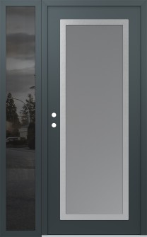 Diamond C1 52" x 80" anthracite/anthracite frosted Glass Panel stainless steel RHI with Sidelite mirrored Glass