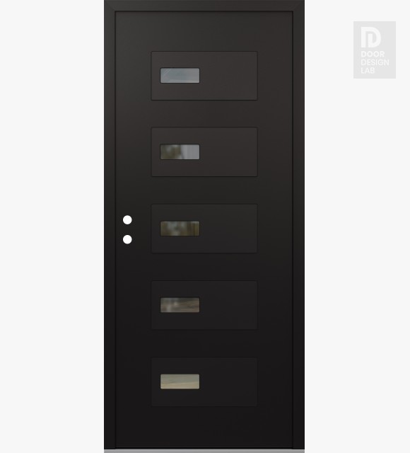 Modern Steel Front Door Diamond D7 36" x 80" black/black clear Glass Panel black RHI