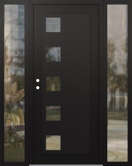 Diamond C5 64" x 80" black/black clear Glass Panel black RHI with 2 Sidelites clear Glass
