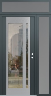 Diamond C15 52" x 96" anthracite/anthracite clear Glass Panel stainless steel LHI with Sidelite and Transom frosted Glass