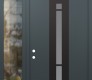 Modern Steel Front Door DIAMOND A3 48" X 96" ANTHRACITE/ANTHRACITE FROSTED GLASS PANEL BLACK RHI WITH SIDELITE AND TRANSOM CLEAR GLASS