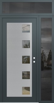 Diamond C5 48" x 96" anthracite/anthracite clear Glass Panel stainless steel LHI with Sidelite and Transom mirrored Glass