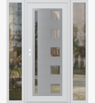 Diamond C3 64" x 80" white/white clear Glass Panel stainless steel RHI with 2 Sidelites clear Glass