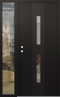 DIAMOND A6 50" X 80" BLACK/BLACK CLEAR GLASS PANEL BLACK RHI WITH SIDELITE CLEAR GLASS