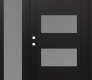 Modern Steel Front Door Diamond C2 50" x 80" black/white frosted Glass Panel black RHI with Sidelite frosted Glass