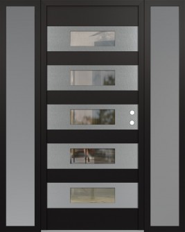 Diamond D5 64" x 80" black/black clear Glass Panel stainless steel LHI with 2 Sidelites frosted Glass