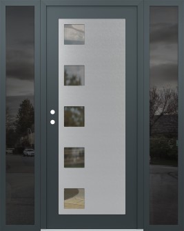 Diamond C5 64" x 80" anthracite/anthracite clear Glass Panel stainless steel RHI with 2 Sidelites mirrored Glass