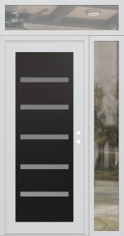 Diamond C7 48" x 96" white/white frosted Glass Panel black LHI with Sidelite and Transom clear Glass