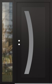 Diamond C4 52" x 80" black/white frosted Glass Panel black RHI with Sidelite clear Glass