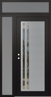 Diamond C6 48" x 96" black/black clear Glass Panel stainless steel RHI with Sidelite and Transom frosted Glass