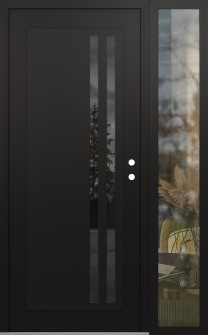 Diamond C6 52" x 80" black/black mirrored Glass Panel black LHI with Sidelite clear Glass