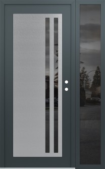 Diamond C6 50" x 80" anthracite/anthracite mirrored Glass Panel stainless steel LHI with Sidelite mirrored Glass