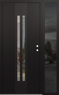 DIAMOND A8 48" X 80" BLACK/BLACK CLEAR GLASS PANEL BLACK LHI WITH SIDELITE MIRRORED GLASS