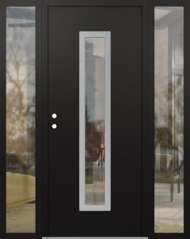 DIAMOND A11 68" X 80" BLACK/BLACK CLEAR GLASS PANEL STAINLESS STEEL RHI WITH 2 SIDELITES CLEAR GLASS