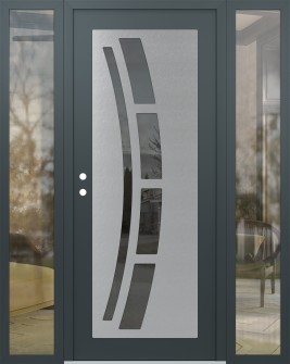 Diamond C12 64" x 80" anthracite/anthracite mirrored Glass Panel stainless steel RHI with 2 Sidelites clear Glass