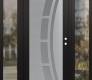 Modern Steel Front Door Diamond C12 64" x 80" black/white frosted Glass Panel stainless steel LHI with 2 Sidelites clear Glass