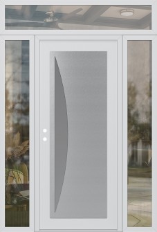Diamond C13 60" x 96" white/white frosted Glass Panel stainless steel RHI with 2 Sidelites and Transom clear Glass