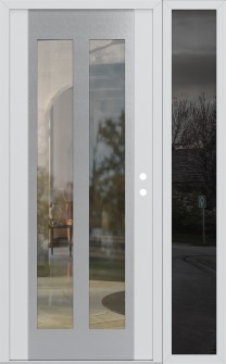 Diamond C14 50" x 80" white/white clear Glass Panel stainless steel LHI with Sidelite mirrored Glass