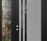 Modern Steel Front Door Diamond C6 50" x 96" black/black mirrored Glass Panel stainless steel RHI with Sidelite and Transom clear Glass