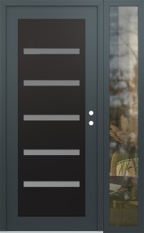 Diamond C7 52" x 80" anthracite/anthracite frosted Glass Panel black LHI with Sidelite clear Glass