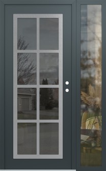 Diamond C16 48" x 80" anthracite/anthracite mirrored Glass Panel stainless steel LHI with Sidelite clear Glass