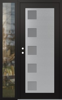 Diamond C5 52" x 80" black/white frosted Glass Panel stainless steel RHI with Sidelite clear Glass