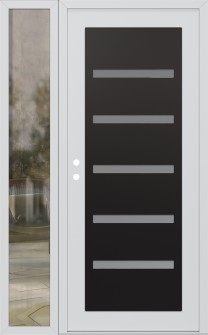 Diamond C7 50" x 80" white/white frosted Glass Panel black RHI with Sidelite clear Glass