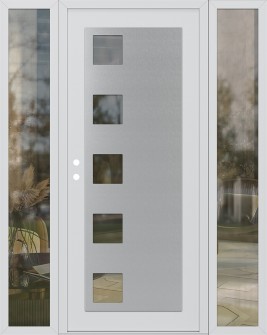 Diamond C5 64" x 80" white/white clear Glass Panel stainless steel RHI with 2 Sidelites clear Glass