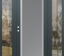 Modern Steel Front Door Diamond C1 64" x 80" anthracite/anthracite frosted Glass Panel stainless steel RHI with 2 Sidelites clear Glass