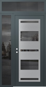 Diamond C10 50" x 96" anthracite/anthracite mirrored Glass Panel stainless steel RHI with Sidelite and Transom mirrored Glass