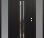 Modern Steel Front Door DIAMOND A8 64" X 80" BLACK/BLACK CLEAR GLASS PANEL BLACK LHI WITH 2 SIDELITES FROSTED GLASS