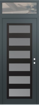 Diamond C9 36" x 96" anthracite/anthracite frosted Glass Panel black LHI with Transom clear Glass