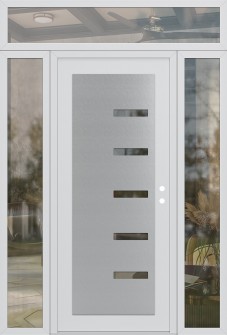 Diamond C8 68" x 96" white/white clear Glass Panel stainless steel LHI with 2 Sidelites and Transom clear Glass