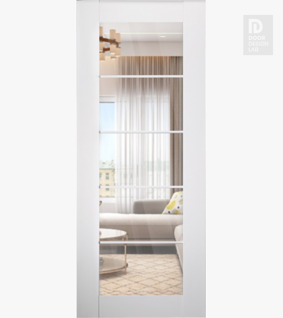 Modern Interior DOOR SLAB SMART PRO 5 LITE CLEAR VETRO POLAR WHITE 30" X 92 1/2" X 1 3/4" TEMPERED CLEAR GLASS