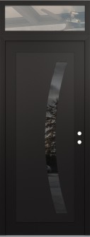 Diamond C4 36" x 96" black/black mirrored Glass Panel black LHI with Transom clear Glass
