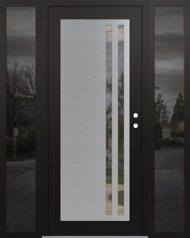 Diamond C6 64" x 80" black/black clear Glass Panel stainless steel LHI with 2 Sidelites mirrored Glass