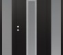 Modern Steel Front Door DIAMOND A1 68" X 80" BLACK/WHITE FROSTED GLASS PANEL STAINLESS STEEL RHI WITH 2 SIDELITES FROSTED GLASS