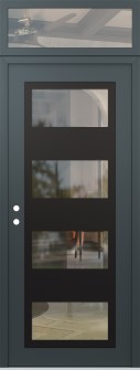 Diamond C2 36" x 96" anthracite/anthracite clear Glass Panel black RHI with Transom clear Glass