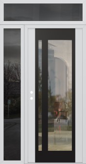 Diamond C15 52" x 96" white/white clear Glass Panel black RHI with Sidelite and Transom mirrored Glass