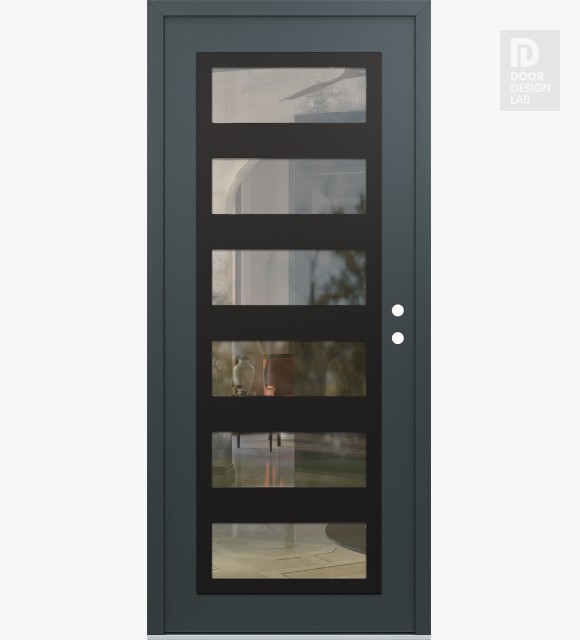 Modern Steel Front Door Diamond C9 36" x 80" anthracite/anthracite clear Glass Panel black LHI