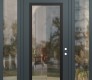Modern Steel Front Door Diamond C1 60" x 96" anthracite/anthracite clear Glass Panel black LHI with 2 Sidelites and Transom clear Glass